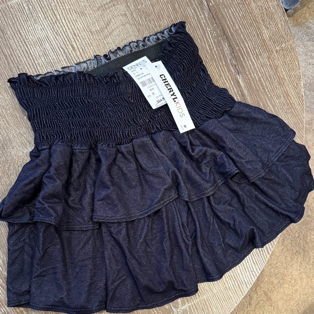 Navy Ruffled Skirt